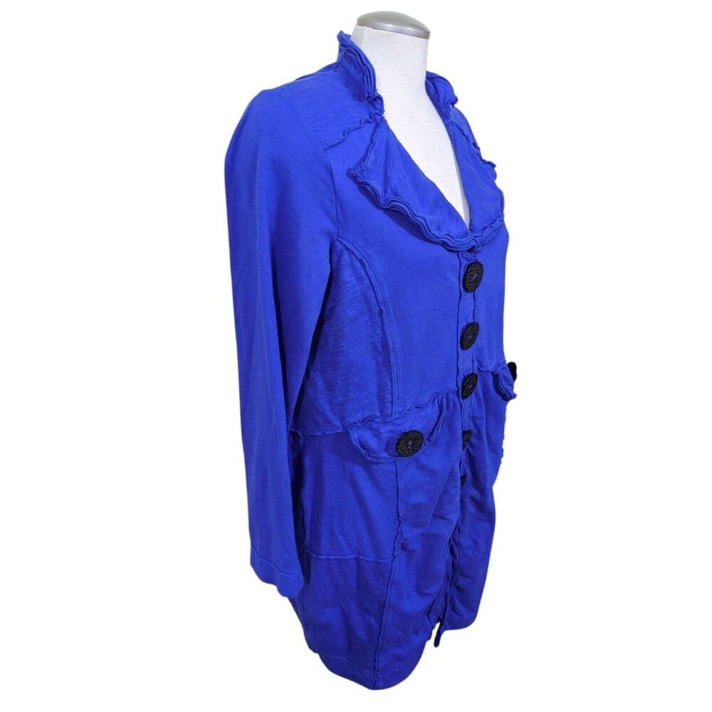 Neon Buddha Lagenlook Tunic Dress Womens Large Blue Black Button Accent Boho - Picture 3 of 6